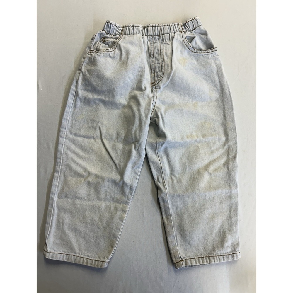 Vintage Basic Editions 3T Light Wash Pull On Jeans Toddler Elastic Waist 90s Y2K